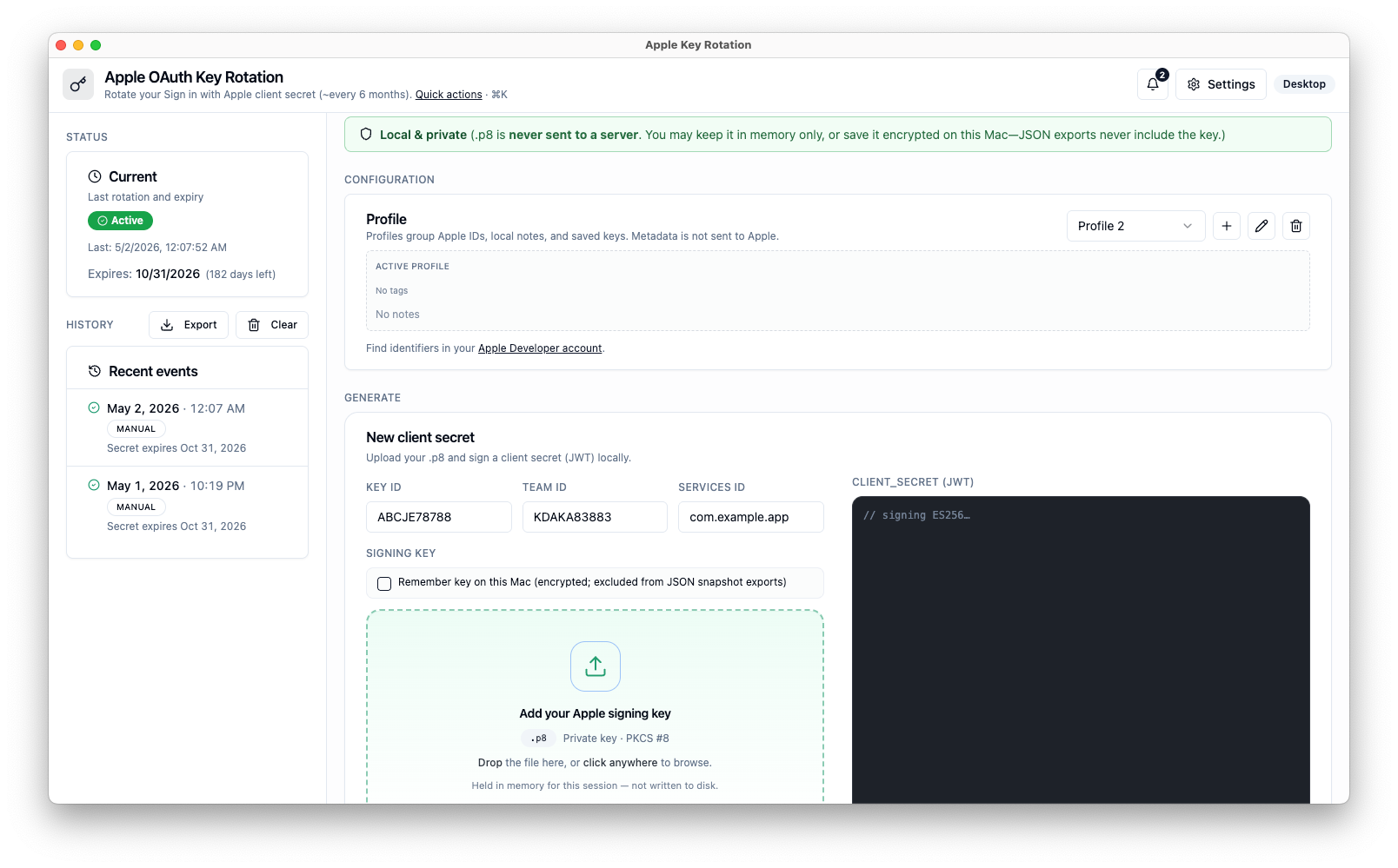 Apple Keys: What's new changelog (v1.1.0) and release timeline in the macOS app